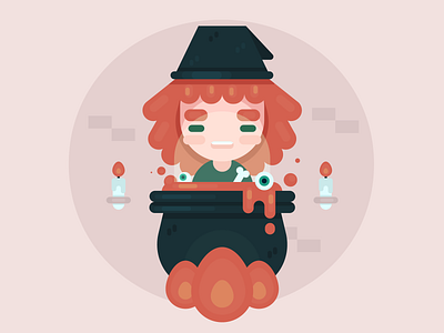Real witches don't drink coffee autumn candles cauldron character design cute flat design halloween illustration orange potion spooky witch witches witchy