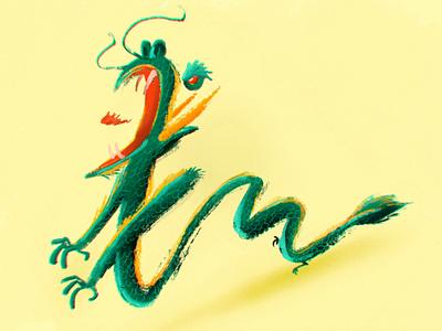 Chinese dragon 龙 2d chinesecharacter chinesedragon dragon drybrush illustration painting procreate