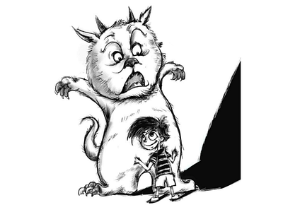 Hug the monster😃 blackandwhite bookcover characterdesign drawing illustration kids monster pencil