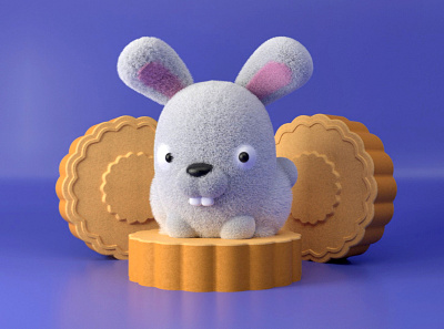 Happy Moon cake Festival 3d arnoldrender c4d cartoon character characterdesign cinema4d cinema4dart fluffy midautumnfestival mooncake mooncakefestival rabbit