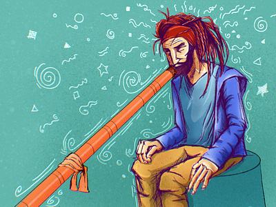 Didgeridoo 2d character design drawing illustration music musician procreate streetart
