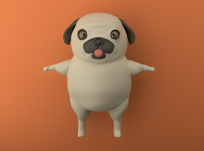 Pug 3d c4d character characterdesign design dogs modeling rigging