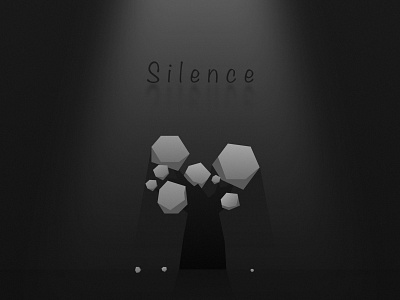 Silence 2d black white design illustration lowpolyart monochrome