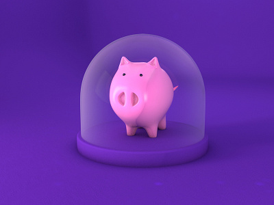 Pig 3d 3d art cartoon character characterdesign cinema 4d glass pig pink