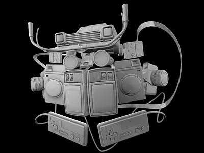 WIP of 80s stuff 3d 80s c4d cinema4d modeling necessities