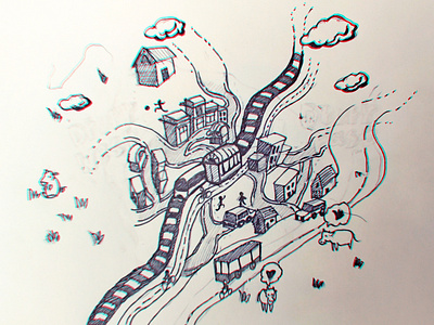 A growing city 2d city design doodle drawing growing sketch sketching