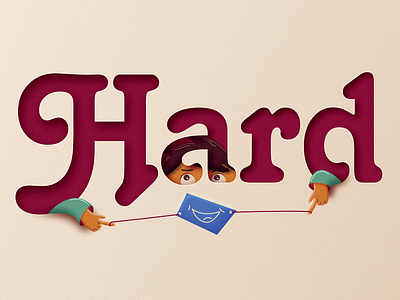 Hard 2d cartoon character design hard illustration typography vector