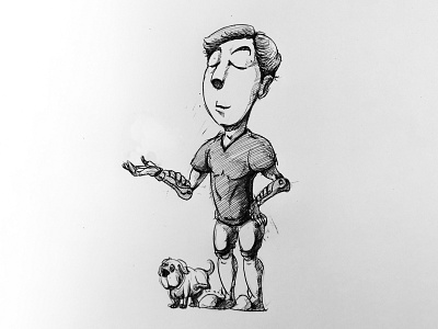 cool 2d blackwhite boy cartoon character characterdesign dog drawing funny illustration machanic sketch