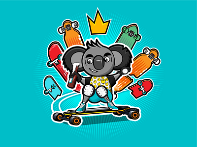 Koala Skater art cartoon design illustration illustrator logo vector