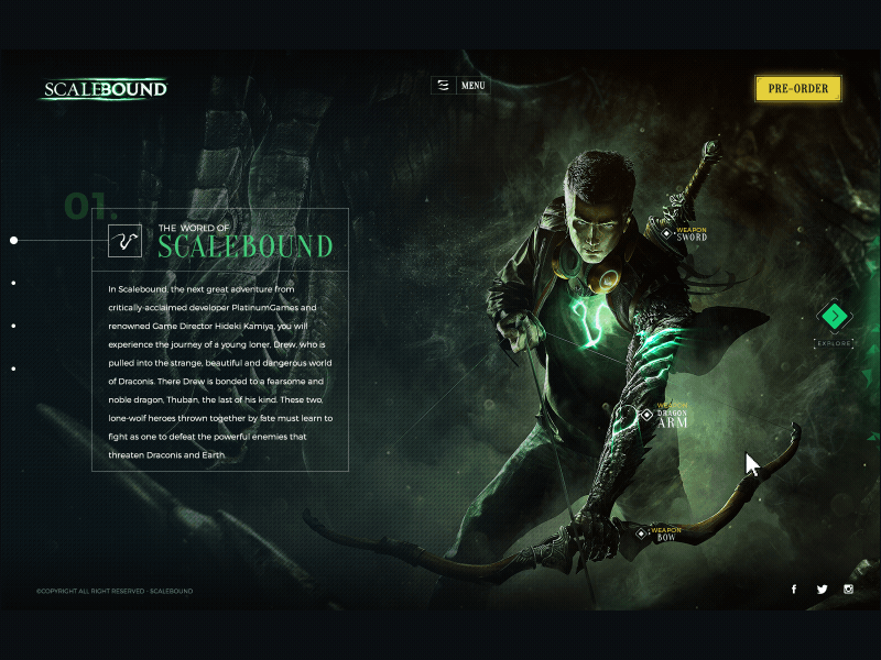 Scalebound - Web Design Concept app artwork branding concept digital art futuristic game gif videogame web design website