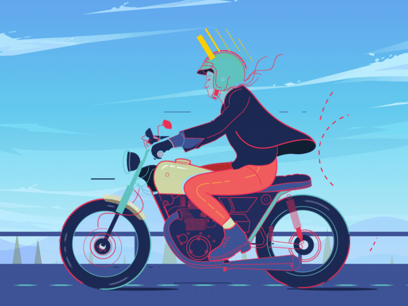 Musical ride animation bike character gif illustration music travel