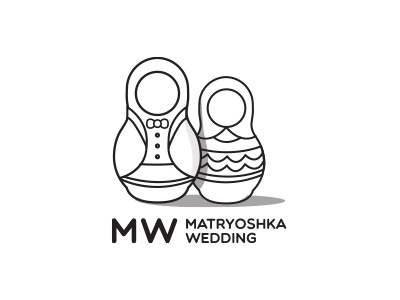 "Matryoshka Wedding" logo early concept branding illustration linework logo matryoshka wedding