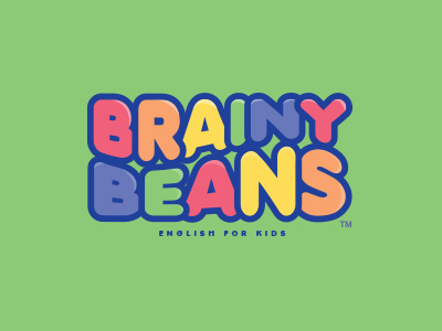 Brainy Beans Logo branding colorful custom english identity kids lettering logo type