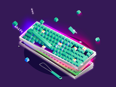 MK Illustration gradients illustration keyboard neon