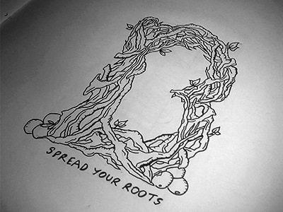 Typography sketch b illustration letter notebook pencil roots sketch tree typography