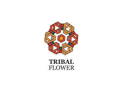 Tribal Flower Logo branding colour logo mayan tribal. flower