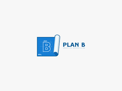 Plan B Advertising Agency advertising blue blueprint branding creative illustration logo paper plan