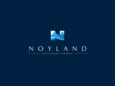 Noyland Logo blue branding identity lake land logo n noah resort restaurant sea waves