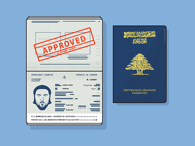 My Passport approved beard face illustration lebanon passport stamp visa