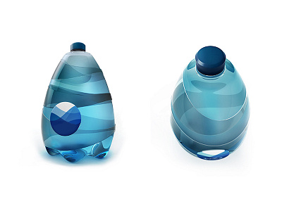Water bottle concept 3d bottle design plastic product rendering visualization water waves