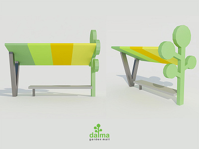 Dalma Bus stop concept 3d bench bus concept design green product stop tree