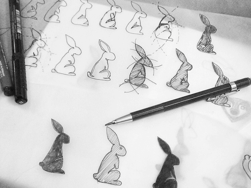 Rabbit Mark Exploration [WIP] animal construction logo mark rabbit sketching