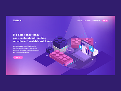 hbricks big data bricks gradient header hero illustration lego purple web webdesign
