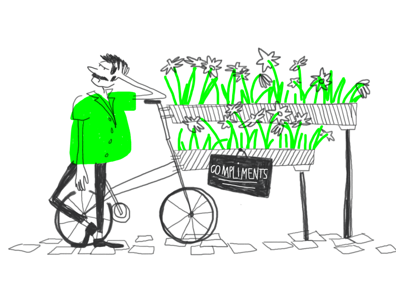 Urban gardeners (#3) bike cyclist green mustache narcissus upset