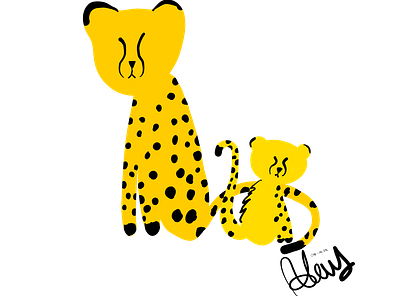 Cheetah & Cub cheetah design digital art fresco illustration kruger safari vector wild cat