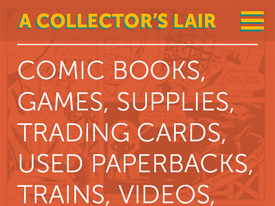 a collector's lair RWD comic books museo sans responsive design ui