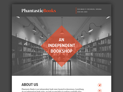 Phantastic Books Web Concept single page small businesses web design