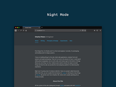 Personal Site with a Night Mode dark mode personal system fonts typography