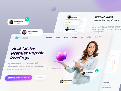 Avid Advice Landing Page design graphic design home page landing landing page landing web psychi ui uidesign uiux ux web web site website woman