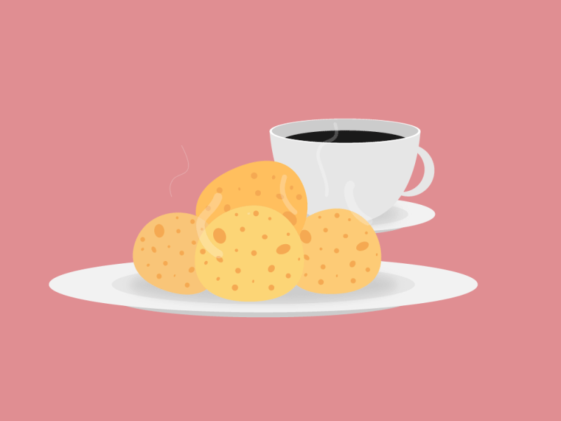 Time for coffee! after effects animation cofee hot coffee illustration motion pão de queijo shape