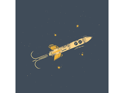 Rocket & Stars design digitalart digitaldesign graphicdesign illustration illustrator linocut linocut art linocut illustration retro retro art retro illustration rocket space illustration vector vintage vintage art