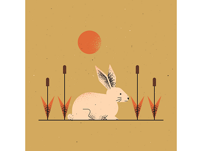 White Rabbit digitalart digitaldesign graphicdesign illustration illustrator mid century rabbit retro retro illustration texture vector vintage illustration