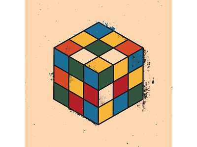 Rubik's Cube 80s digitalart digitaldesign graphicdesign illustration illustrator old school retro retro illustration retro toys rubiks cube texture toys vector vintage illustration