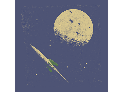 Rocket & Moon digitalart digitaldesign graphicdesign illustration illustrator moon retro retro illustration rocket space texture vector vintage vintage illustration