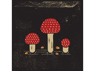 Mushrooms digitalart digitaldesign graphicdesign illustration illustrator linocut mushrooms retro retro illustration texture vector vintage illustration woodcut woodcut illustration