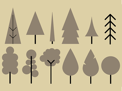 12 Vector Trees artist design digitalart digitaldesign graphicdesign icons illustration illustrator retro trees vector vectorart