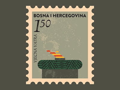 Vjecna Vatra (Eternal Flame) art artist design digitalart digitaldesign graphicdesign illustration illustrator retro sarajevo stamp vector vintage