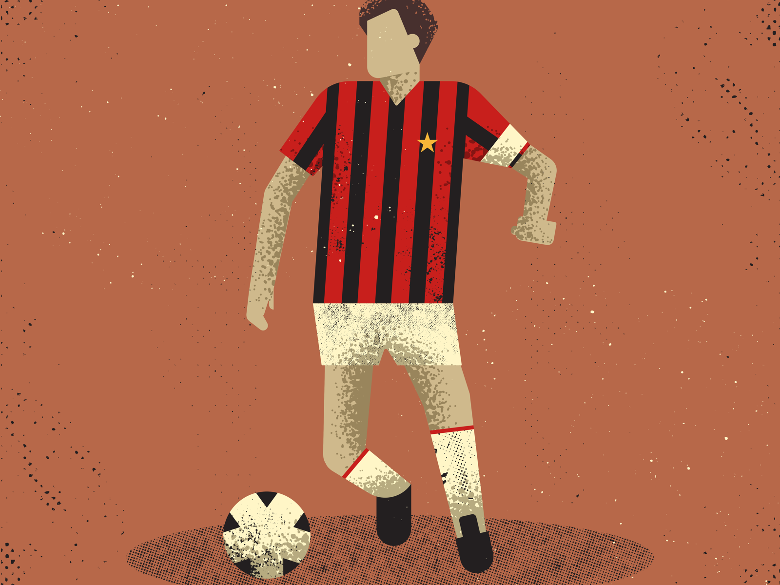 Franco Baresi italy footballer ac milan vintage retro vectorart artist design illustrator graphicdesign digitalart digitaldesign vector illustration