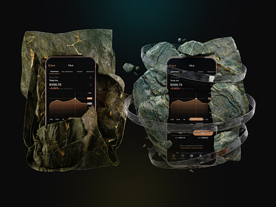 Stone phone 3d app blender graphic design rock stone ui