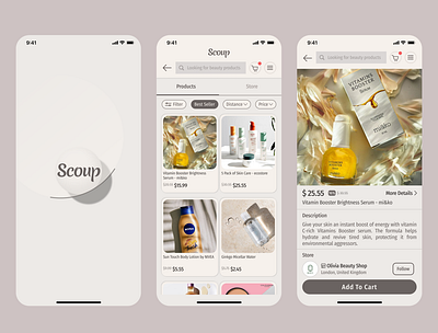 Scoup : Beauty Products Mobile App app beauty design e commerce mobile ui ux