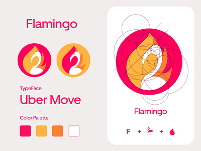 Flamingo app design flat goldenratio icon logo minimal vector