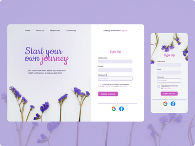 Sign Up Page | Daily UI Challenge 001 app challenge daily ui dayli ui challenge design sign up sign up page signup ui ux web web design webdesign