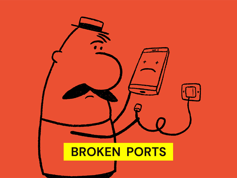 Broken Ports animated gif animatedgif animation animation 2d cartoon cellphone mobilephone righttorepair