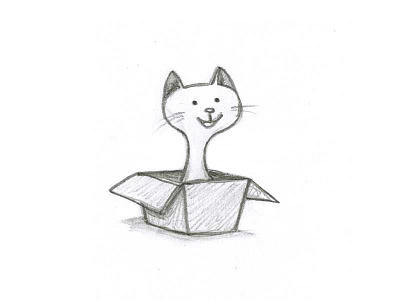 Box cat box cat cat in box drawing pencil pencil drawing