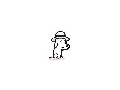 Buffalo Dog dog dog in hat drawing illustration inkwash penandink