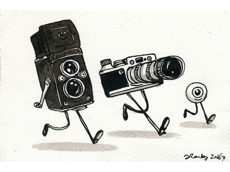 Two cameras and an eyeball by John Rowley on Dribbble